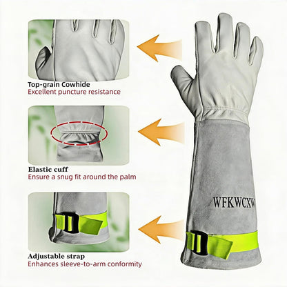 Cow Leather Adjustable Thorn Proof Gardening Gloves