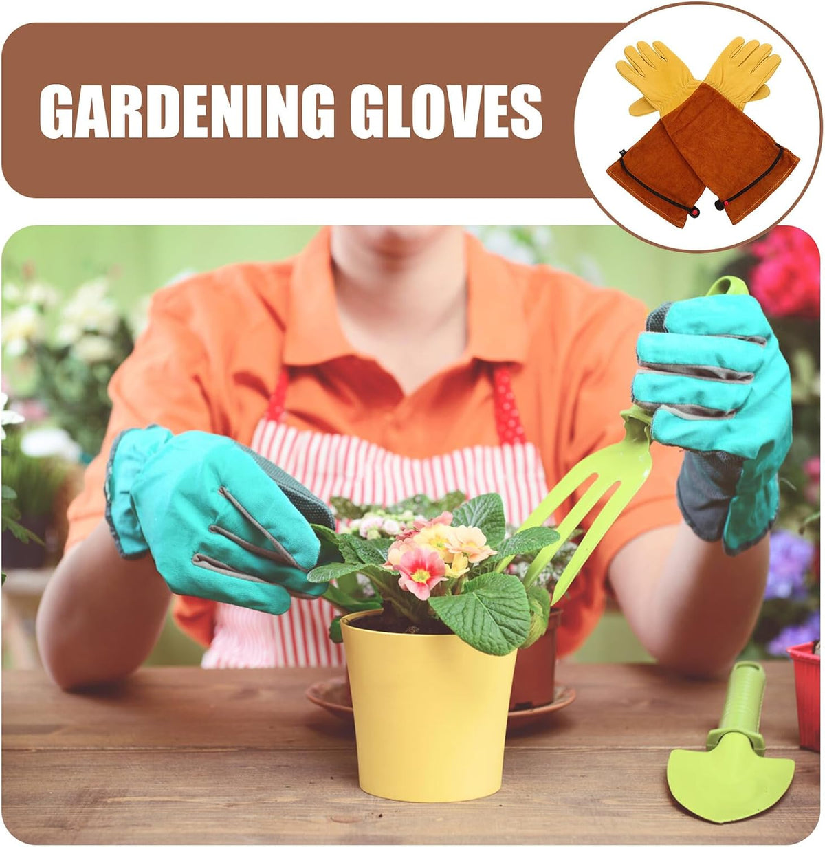 Sheepskin Gardening Gloves, 2Pcs Long Sleeve Thorn Proof Protective Work