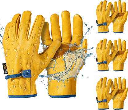 toolant DRIHIDE Leather Work Gloves, Water Resistant Top Grain Cowhide, Durable & Comfortable for Gardening, Ranching