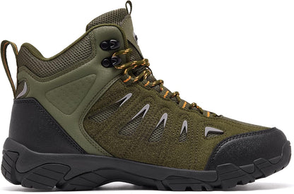 SHULOOK Men's Waterproof Hiking Boots Non-Slip Lightweight Mid Top Ankle Boot Breathable Hiker Trekking Shoes