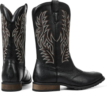 Lyrisiphy Pointed Toe Cowboy Boots Men White Western Country Boots