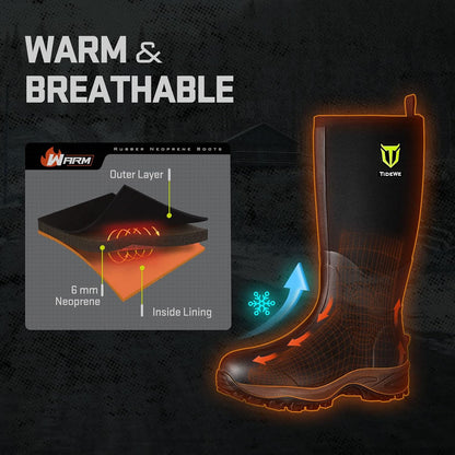 TIDEWE Rubber Neoprene Boots for Men and Women, Waterproof Rain Boot