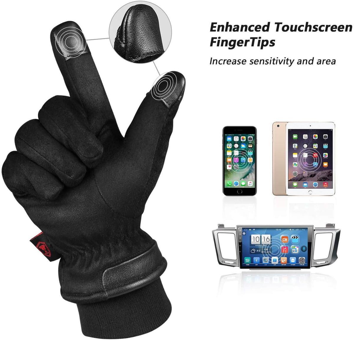 OZERO Mens Gloves for Cold Weather: Waterproof Touchscreen Winter Gloves