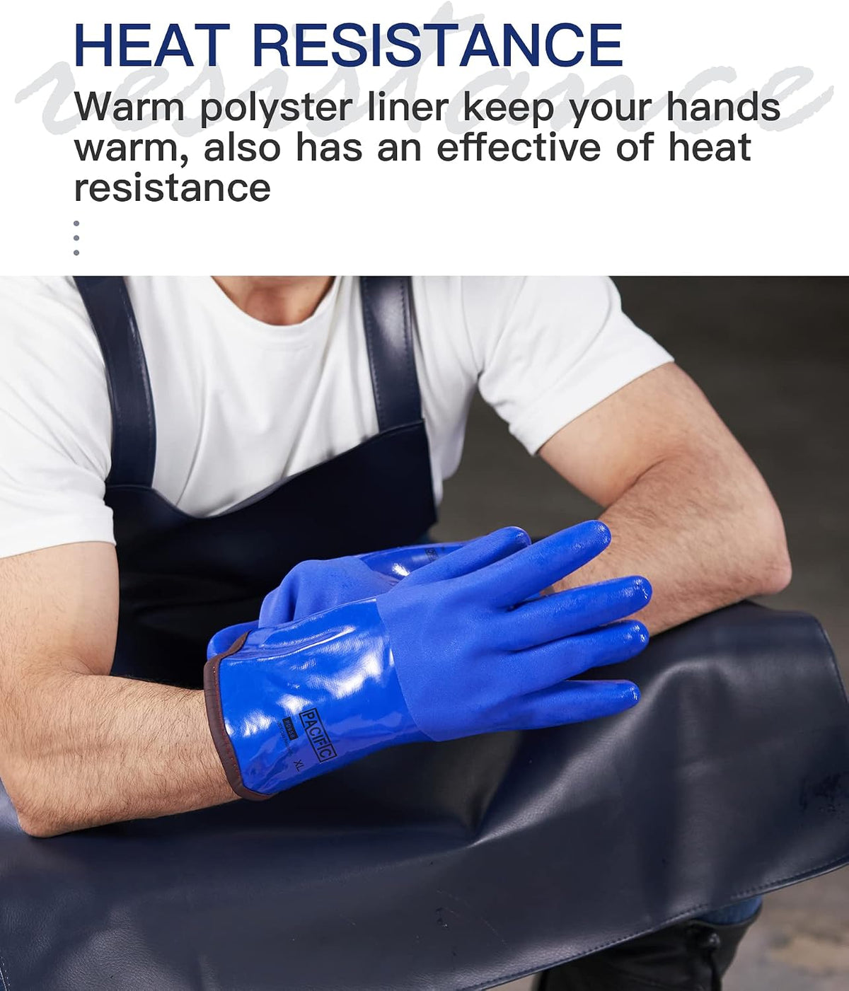 PACIFIC PPE Thermal Insulated Freezer Gloves, Waterproof, Blue, Large