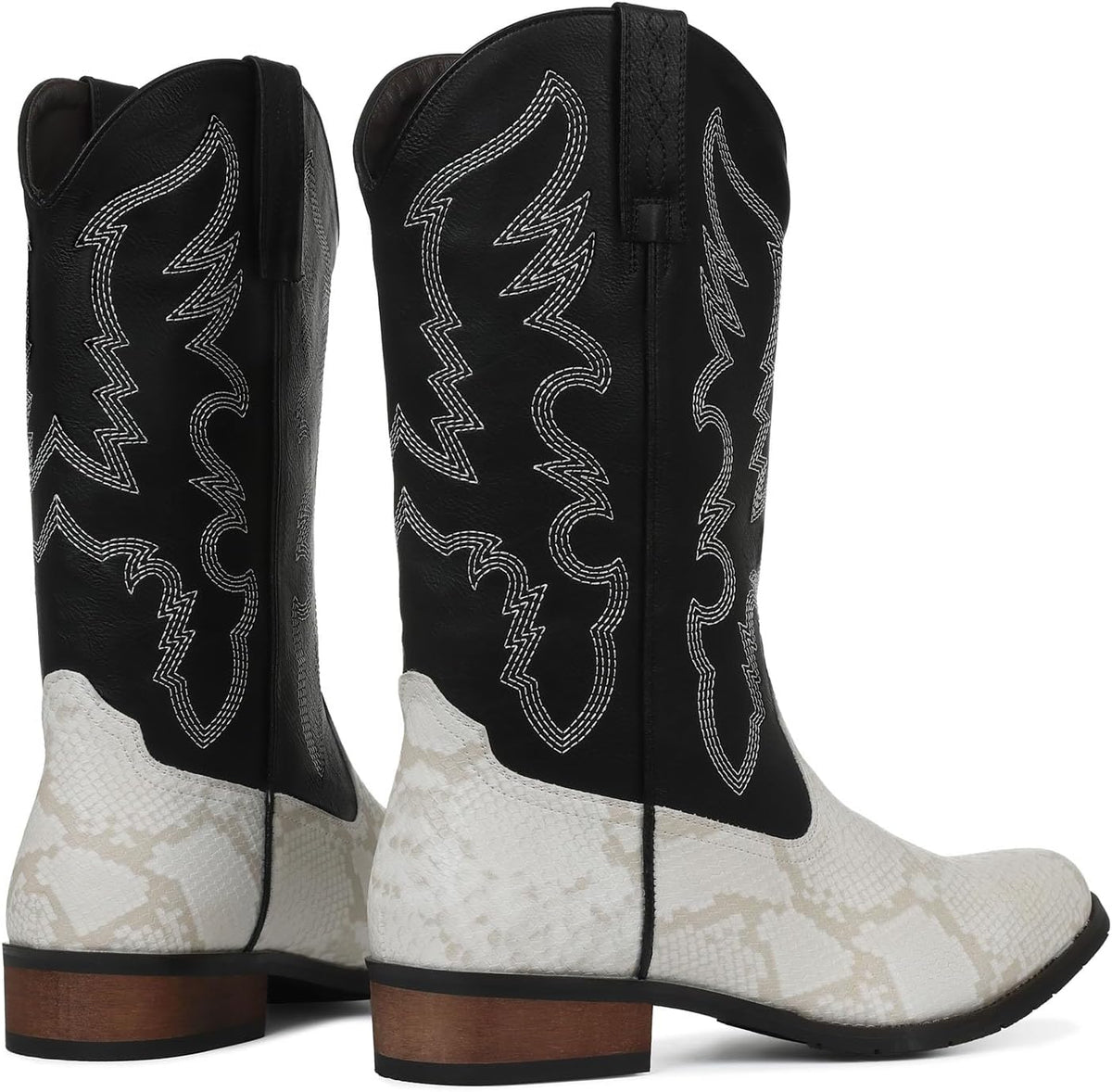 Lyrisiphy Pointed Toe Cowboy Boots Men White Western Country Boots