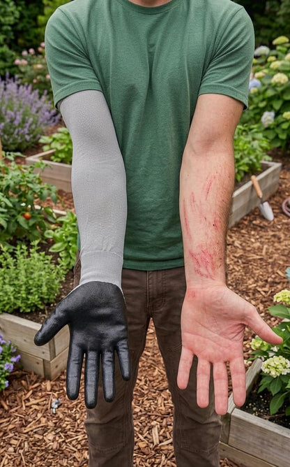 Long Sleeve Gardening Gloves Nitrile-Coated No Slip Grip Cut Proof