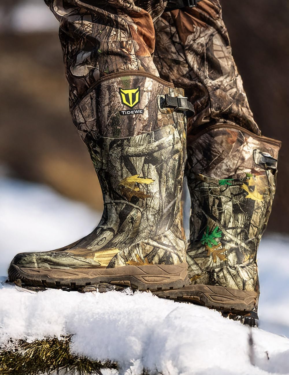TIDEWE Rubber Hunting Boots, Waterproof Insulated Sturdy Outdoor