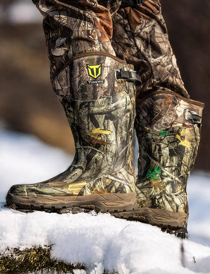 TIDEWE Rubber Hunting Boots, Waterproof Insulated Sturdy Outdoor