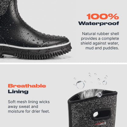 HISEA Women's Mud Rain Boots, Waterproof Insulated Rubber Garden Shoes