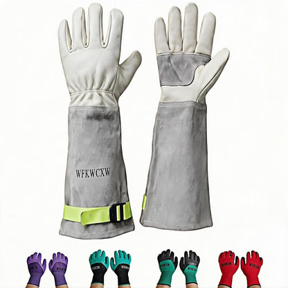 Cow Leather Adjustable Thorn Proof Gardening Gloves