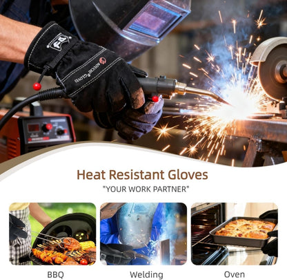 Cowhide Leather Work Gloves,Gardening,Welding Gloves for Men Black XL