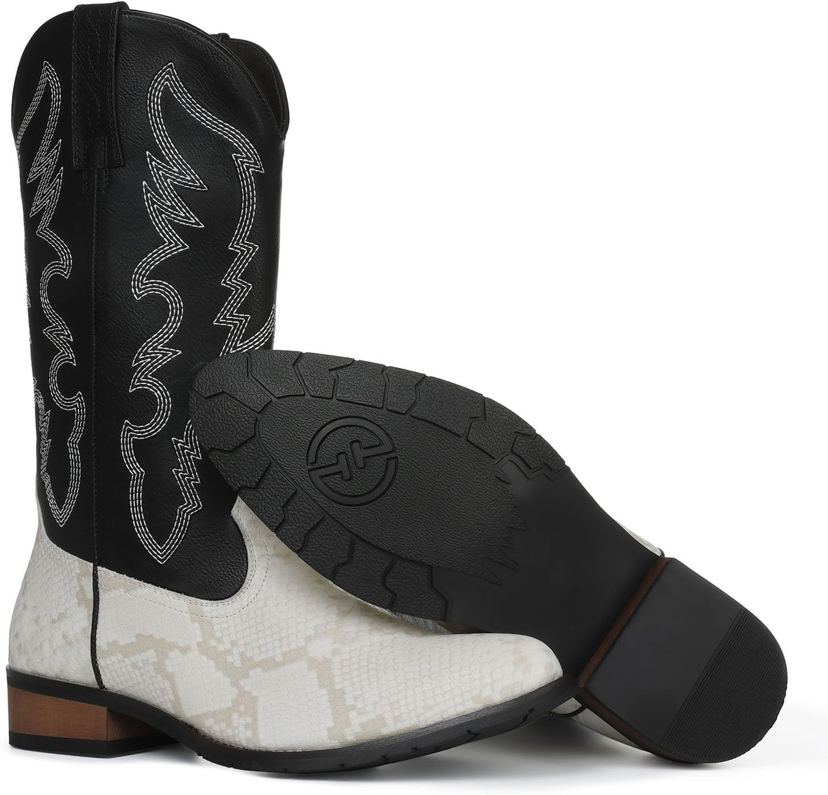 Lyrisiphy Pointed Toe Cowboy Boots Men White Western Country Boots