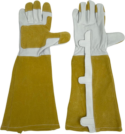 OGRE Zip-Up Rose Pruning Gloves, Long Leather Thorn Protection