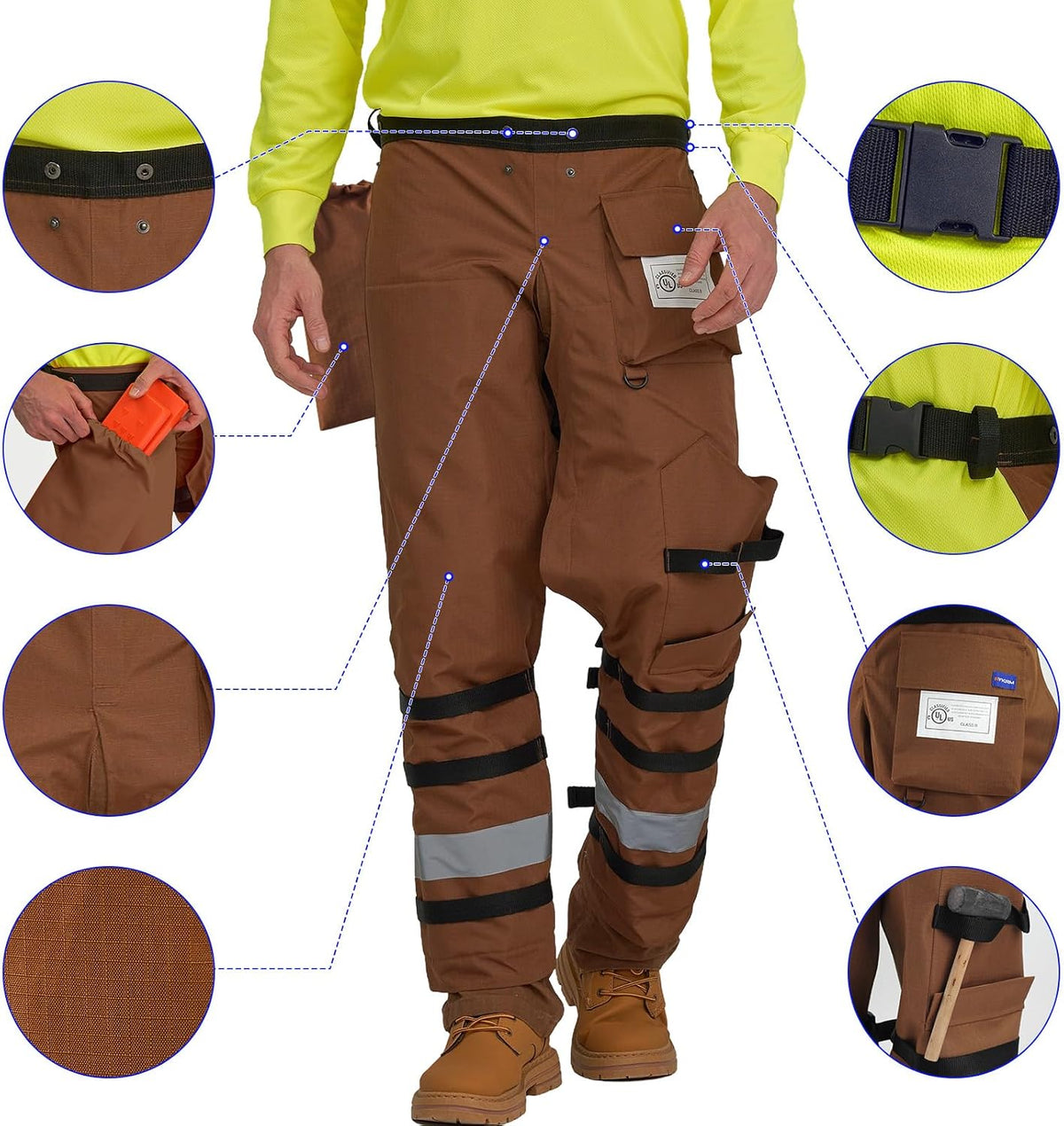 AYKRM Chainsaw Chaps 8-layer Protective Apron Wrap Adjustable orange Chainsaw Pants/Chap for Loggers Forest Workers