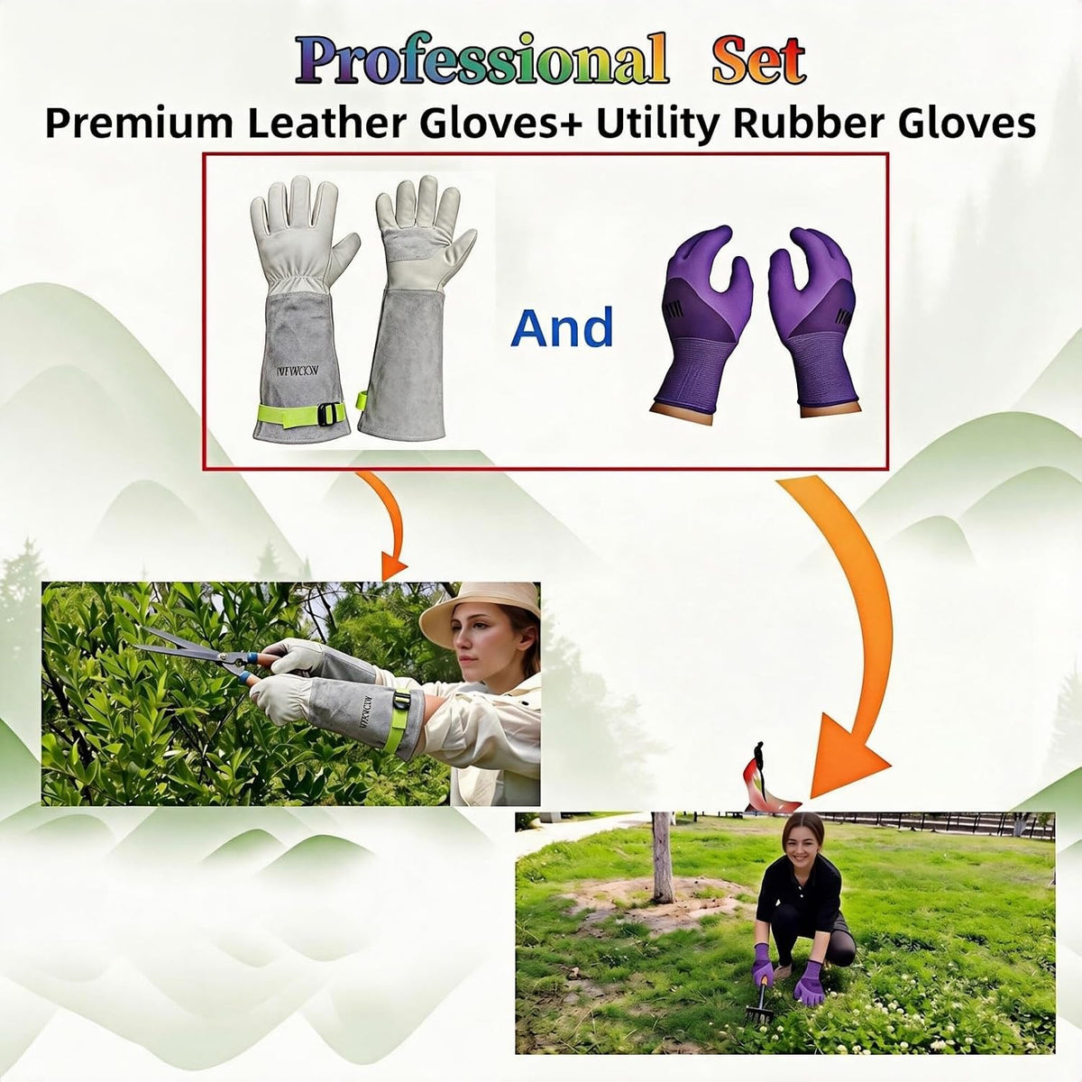 Cow Leather Adjustable Thorn Proof Gardening Gloves
