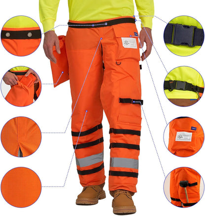 AYKRM Chainsaw Chaps 8-layer Protective Apron Wrap Adjustable orange Chainsaw Pants/Chap for Loggers Forest Workers