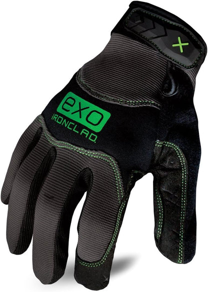 Ironclad EXO Pro Water Resistant; Work Gloves, (1 Pair), EXO2-MWR-04-L, Black/Grey