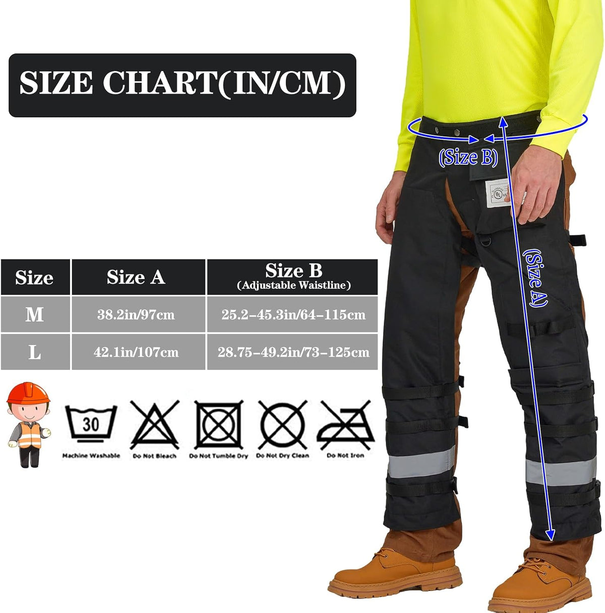 AYKRM Chainsaw Chaps 8-layer Protective Apron Wrap Adjustable orange Chainsaw Pants/Chap for Loggers Forest Workers