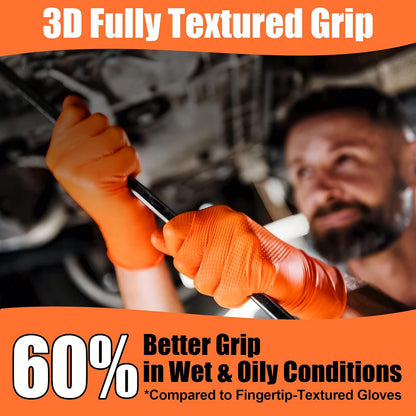 TREEGO 10 Mil Heavy Duty Black Nitrile Mechanic Gloves, 50 Count XL