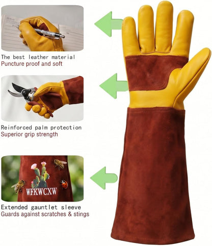 Cow Leather Adjustable Thorn Proof Gardening Gloves