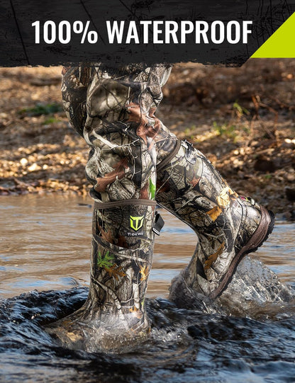 TIDEWE Rubber Hunting Boots, Waterproof Insulated Sturdy Outdoor