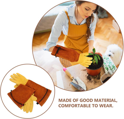 Sheepskin Gardening Gloves, Long Sleeve Cut Resistant Yard Work Protection