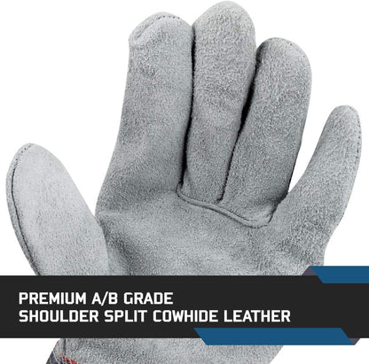 Glove Station Cowhide Leather Work Gloves, Heavy-Duty, Men & Women
