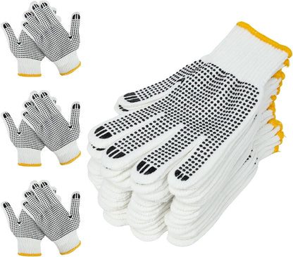Unisex White Cotton Polyester Knitted Safety Work Gloves, 12/36/240 Pairs