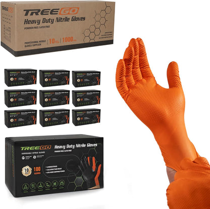 TREEGO 10 Mil Heavy Duty Black Nitrile Mechanic Gloves, 50 Count XL