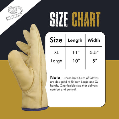 Waterproof Work Gloves – Heavy Duty, Non-Slip Grip, Durable All-Weather Protection - Large