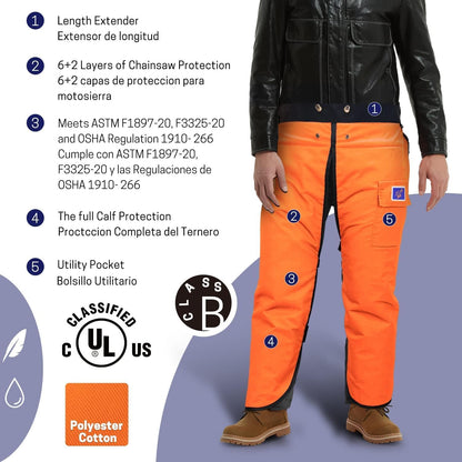 Chainsaw Chaps,Chainsaw Safety Apron,Chainsaw Protection Pants with Adjustable Belt&Pocket,Forestry Protective Gear