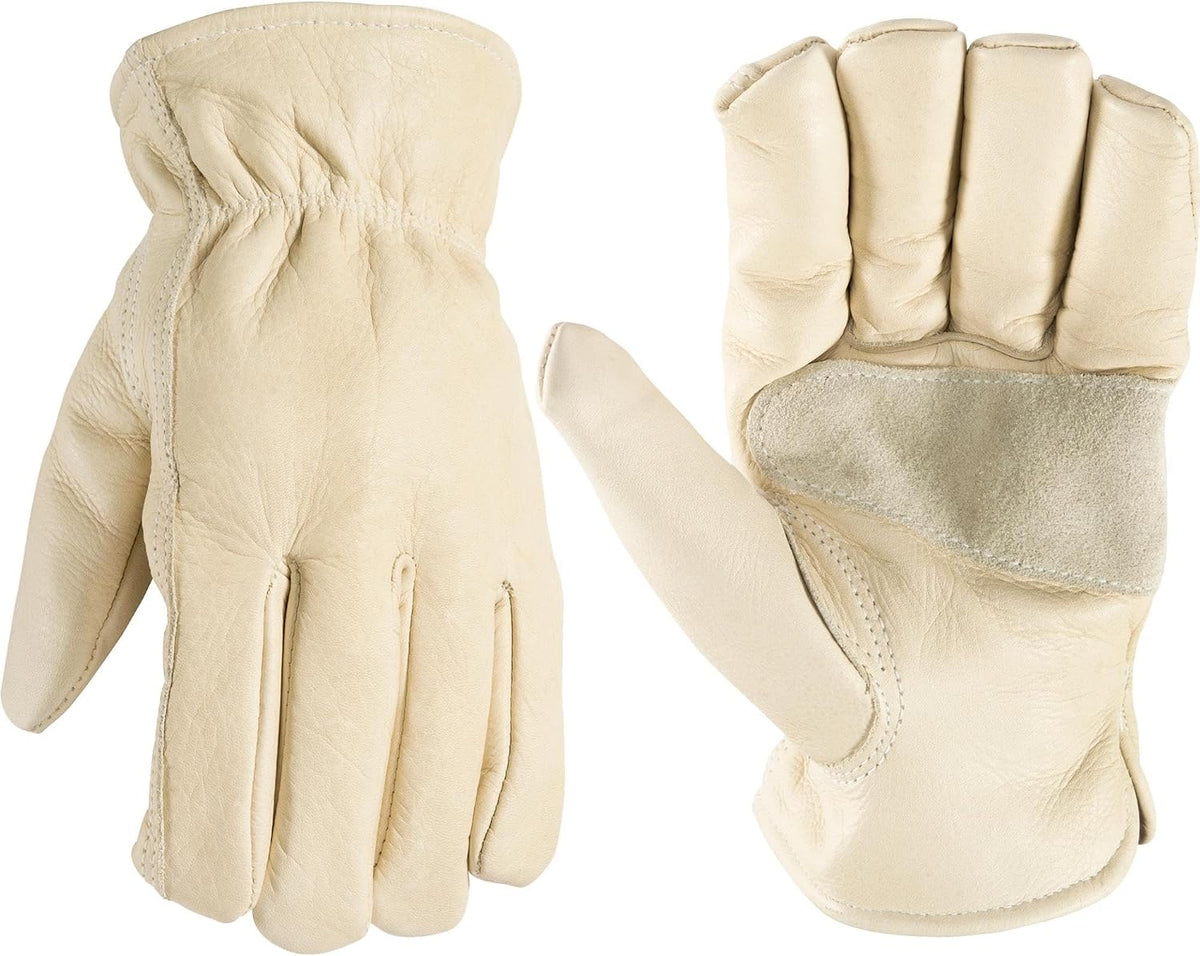 Wells Lamont Men's Work Gloves, Cowhide Leather, Reinforced Palm, Large