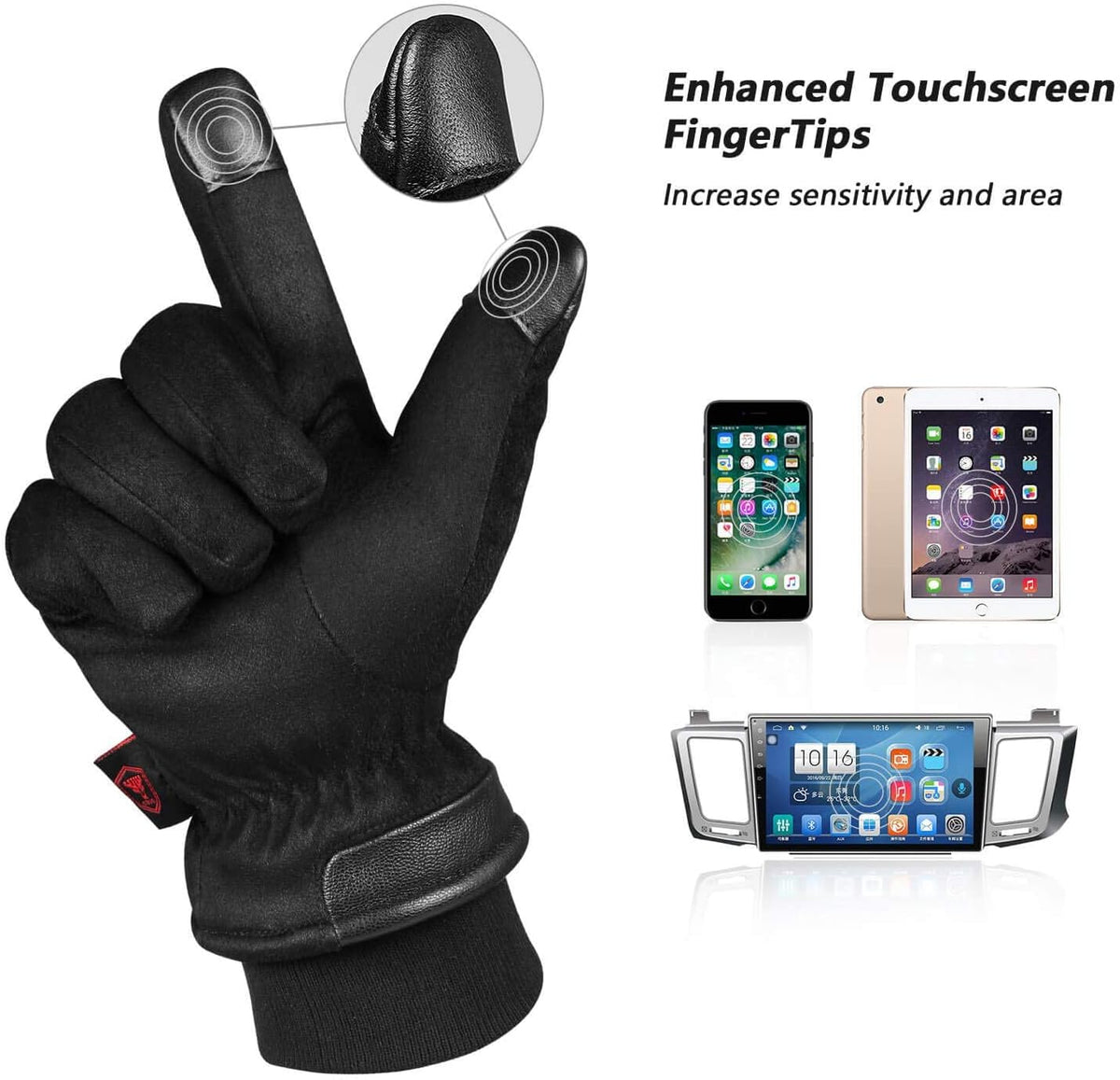 OZERO Mens Gloves for Cold Weather: Waterproof Touchscreen Winter Gloves