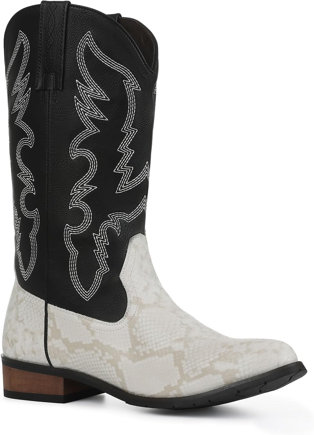 Lyrisiphy Pointed Toe Cowboy Boots Men White Western Country Boots