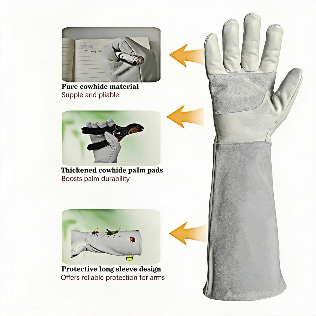 Cow Leather Adjustable Thorn Proof Gardening Gloves