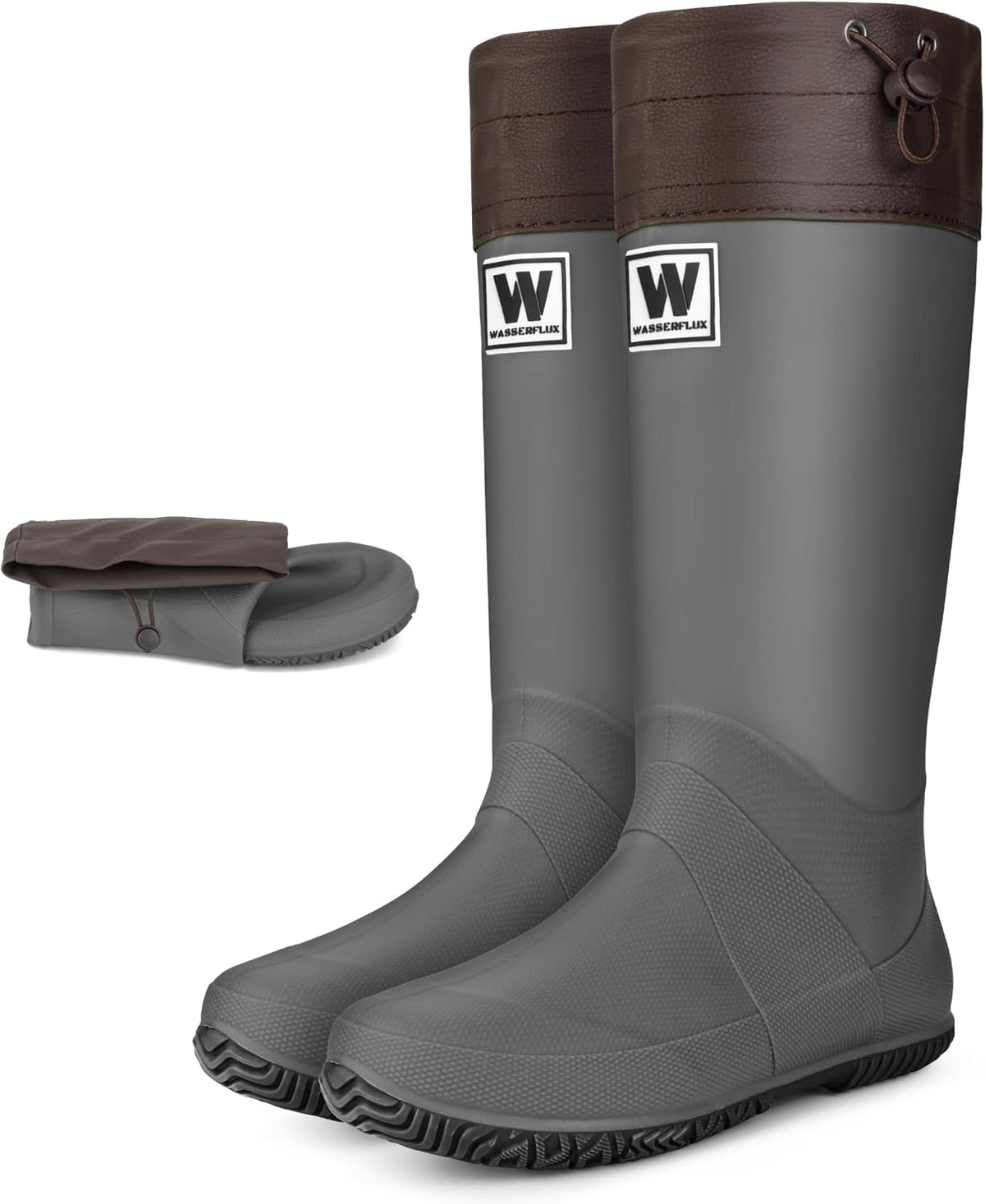 Women’s Waterproof Mid-Calf Rain Boots – Lightweight Foldable Rubber Boots with Adjustable Cuff & Anti-Slip Sole for Gardening and Outdoor Work