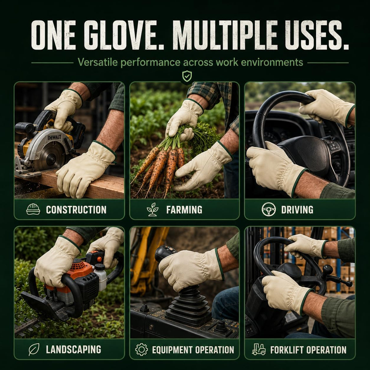 Toledano Industries 12 Pair Large Leather Work Gloves for Men, Heavy Duty
