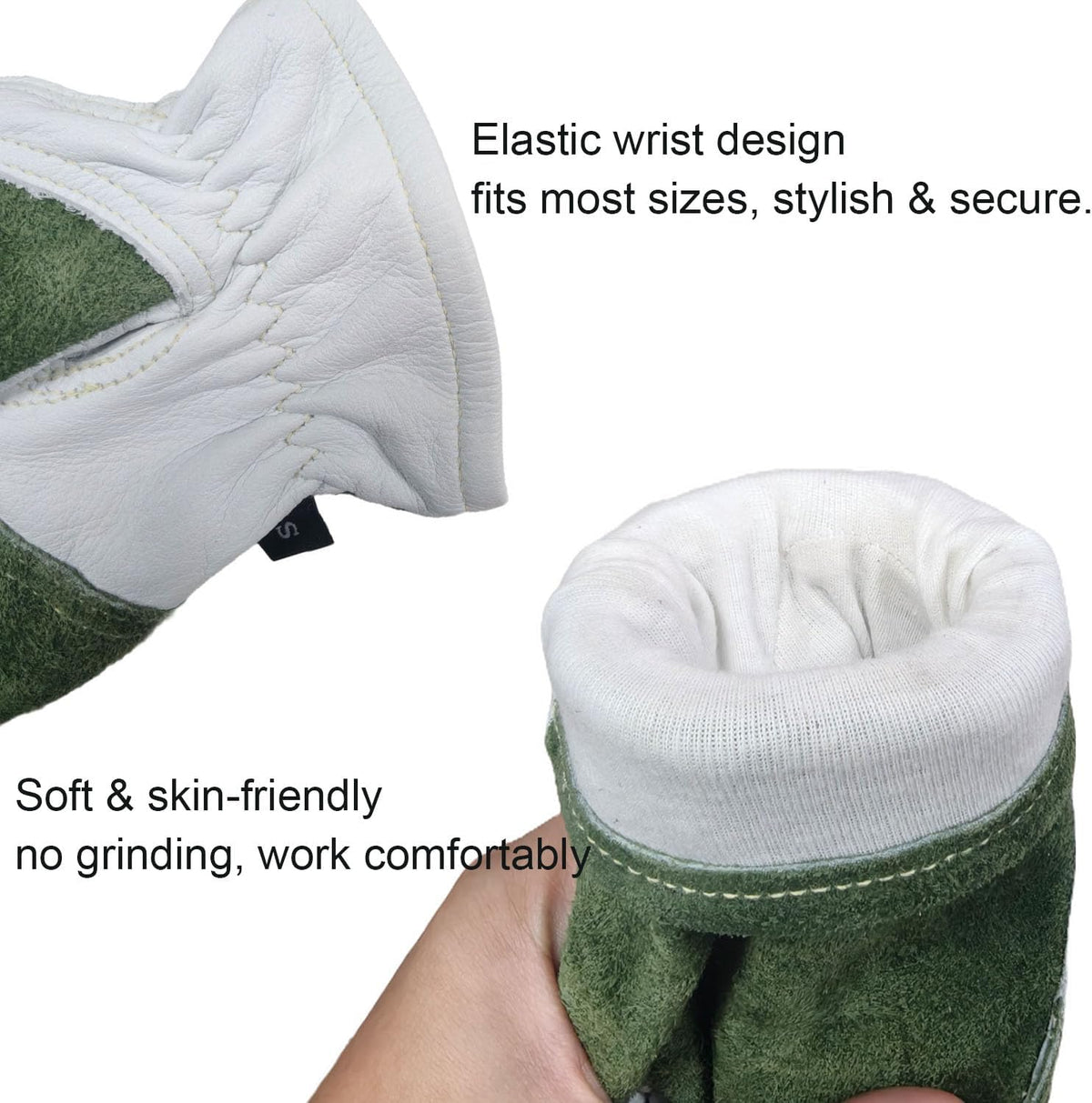 Cowhide Leather Work Gloves,Gardening,Welding Gloves for Men Black XL