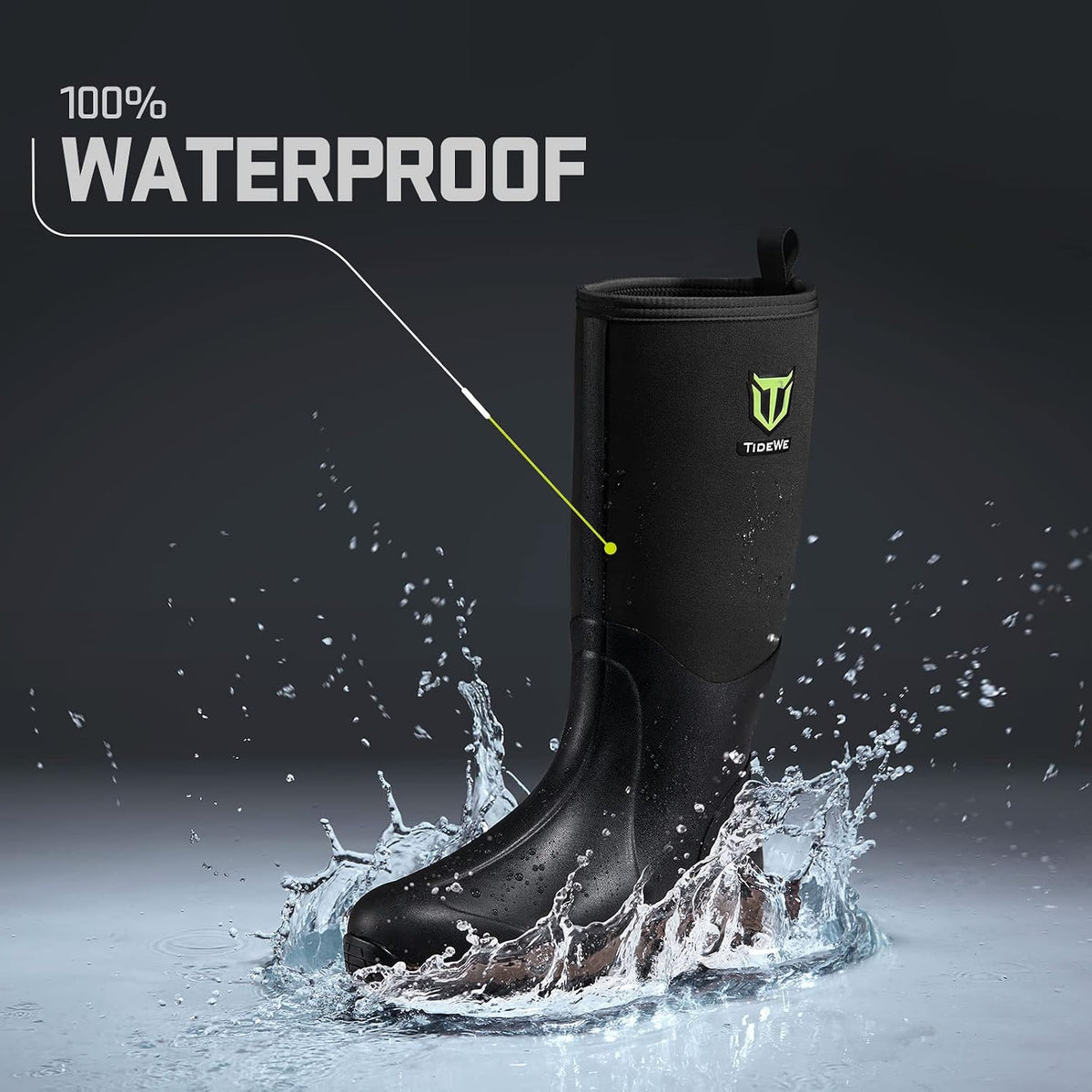 TIDEWE Rubber Neoprene Boots for Men and Women, Waterproof Rain Boot