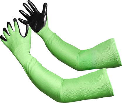 Long Sleeve Gardening Gloves Nitrile-Coated No Slip Grip Cut Proof