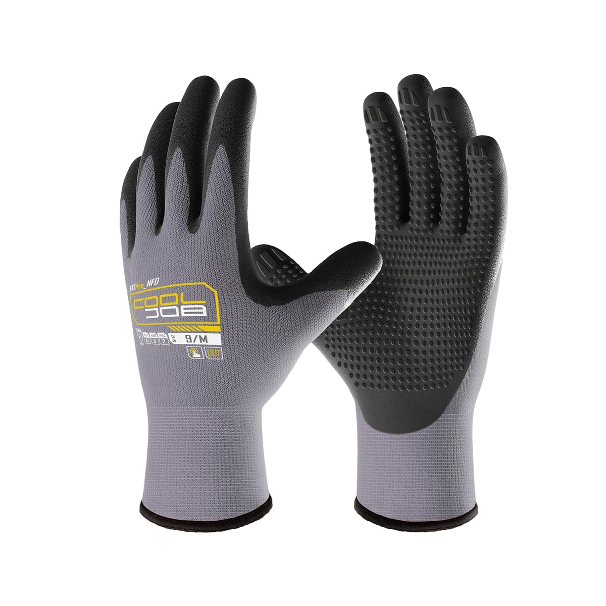 COOLJOB 3/6/12 Pairs Nitrile Rubber Dipped Nylon Safety Work Gloves