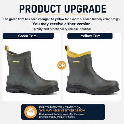 Showave Men's Short Rain Boots Waterproof Rubber Mud Booties Garden Shoe