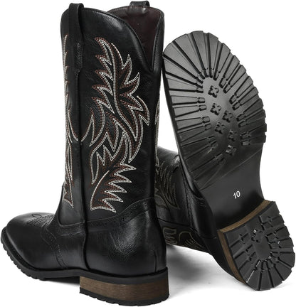 Lyrisiphy Pointed Toe Cowboy Boots Men White Western Country Boots