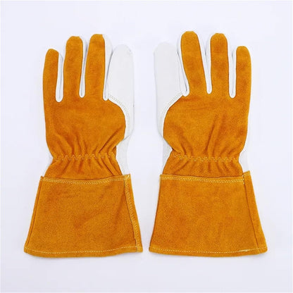 1 Pair Working Welding Gloves Hands Protection Thorn Proof Anti-Puncture Wear-Resisting Gardening for Construction, Industrial(L)