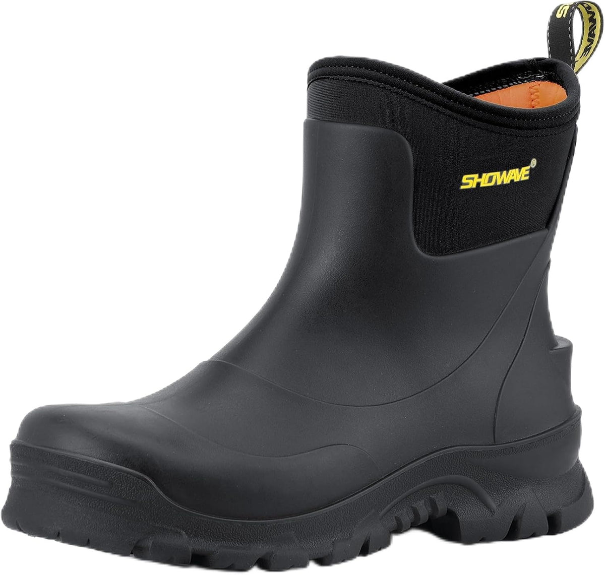 Showave Men's Short Rain Boots Waterproof Rubber Mud Booties Garden Shoe