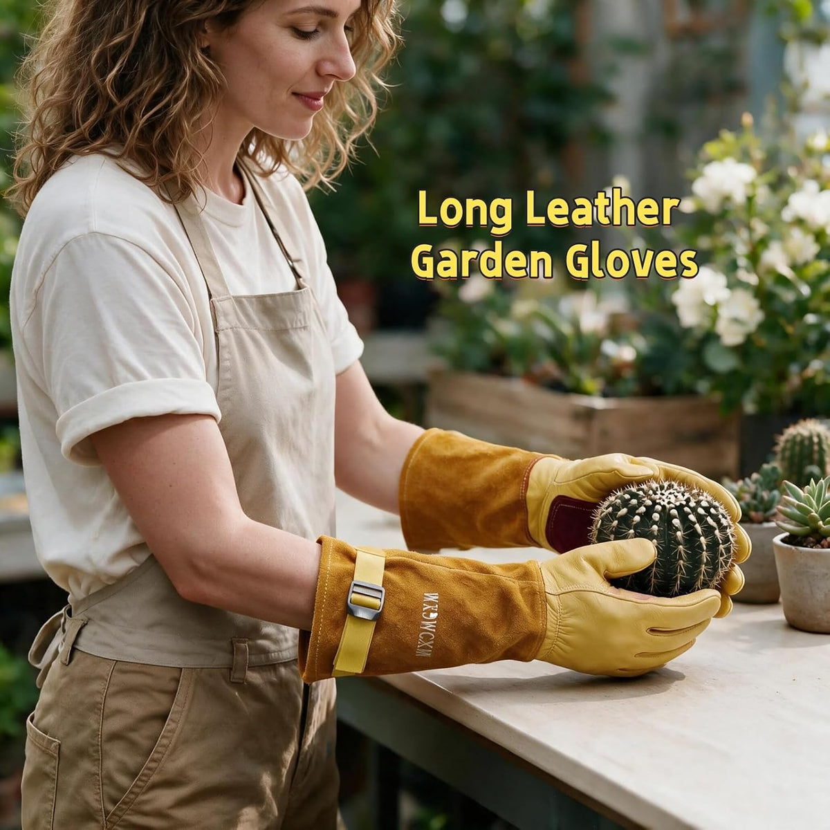 Cow Leather Adjustable Thorn Proof Gardening Gloves