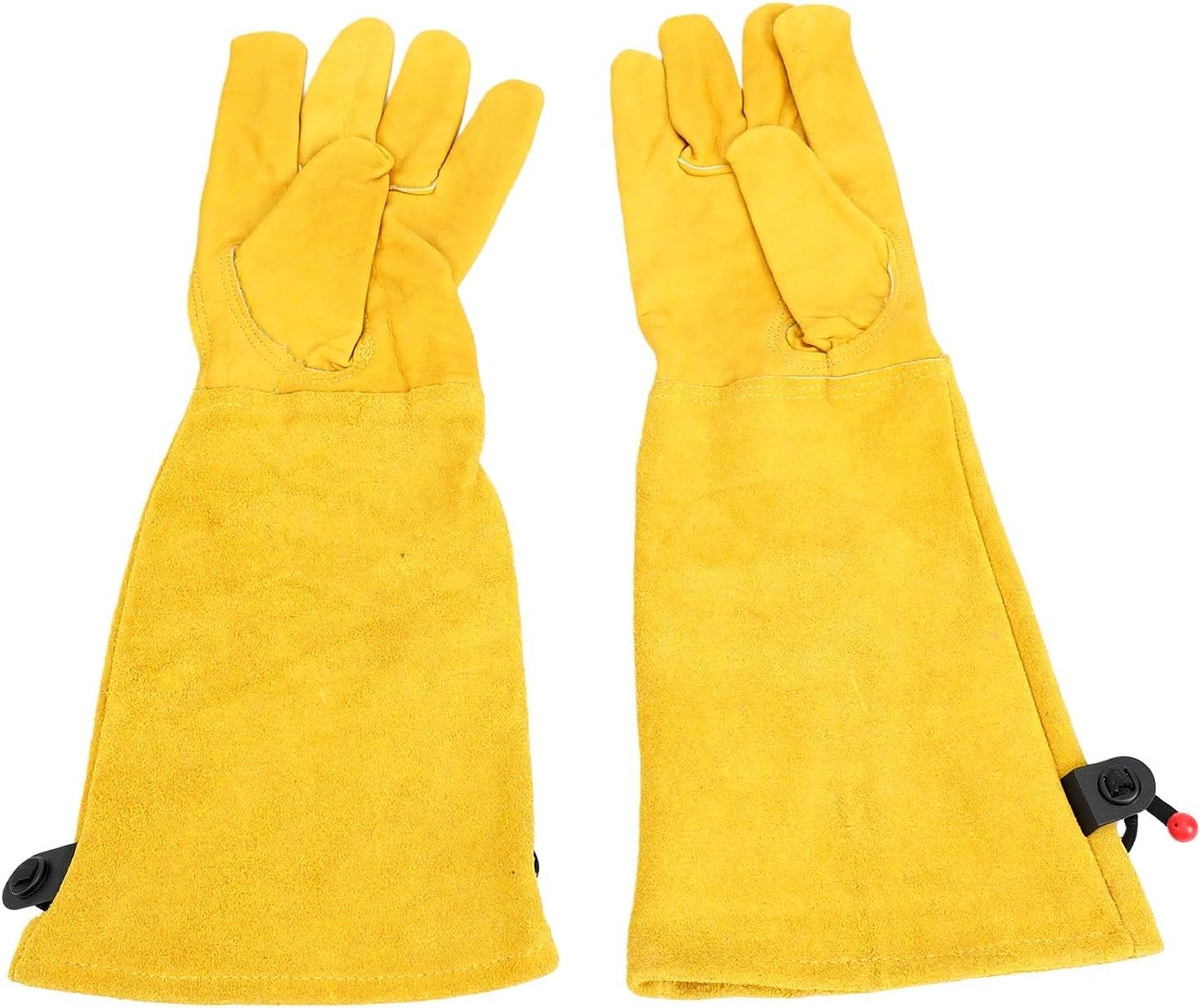 ViaGasaFamido Gardening Gloves with Long Cuff, Leather Puncture Proof for