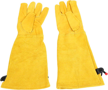 ViaGasaFamido Gardening Gloves with Long Cuff, Leather Puncture Proof for