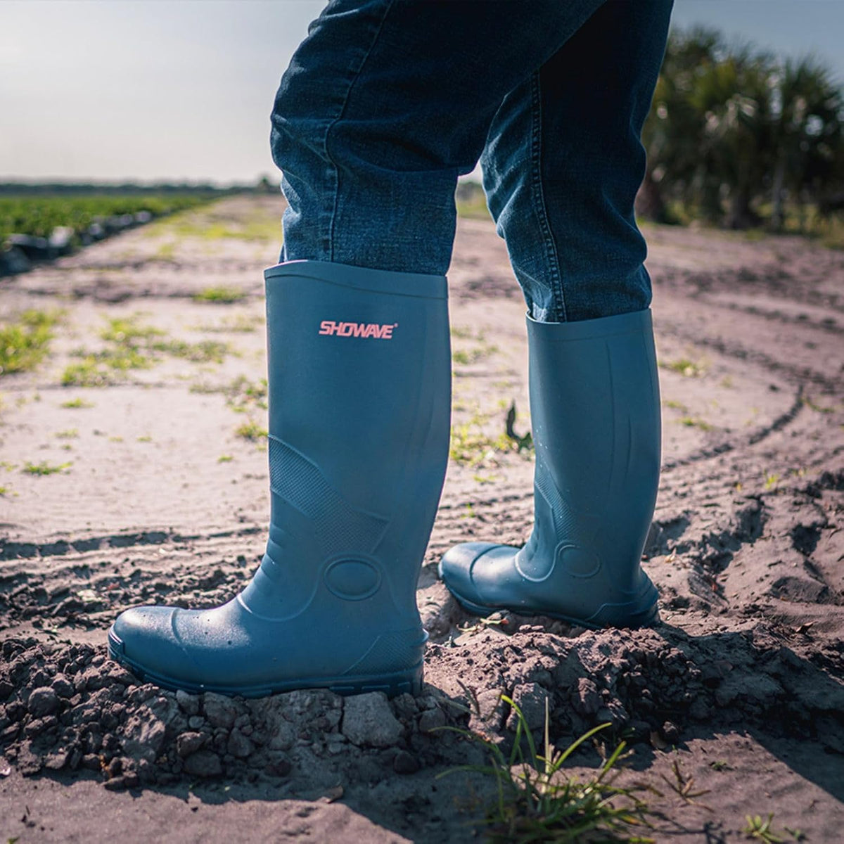 Showave Men's Rain Boots with Steel Shank Waterproof Rubber Boots