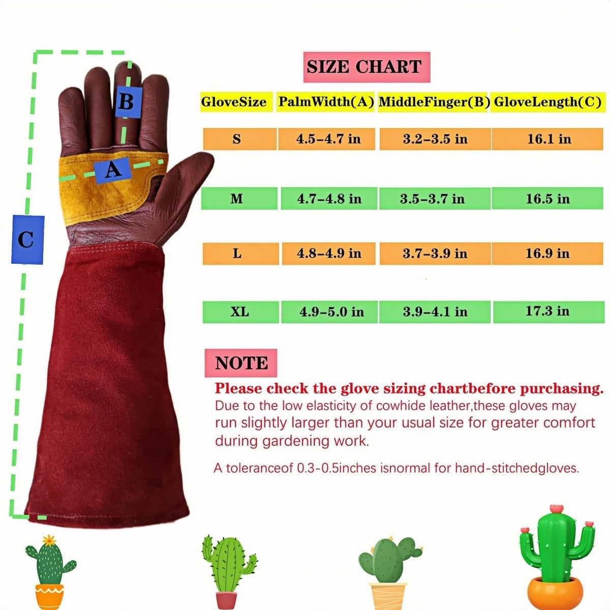 Cow Leather Adjustable Thorn Proof Gardening Gloves